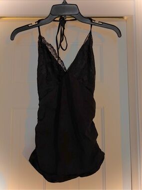 Sexy Lace-Trim Halter Babydoll Tank Top - Size Medium